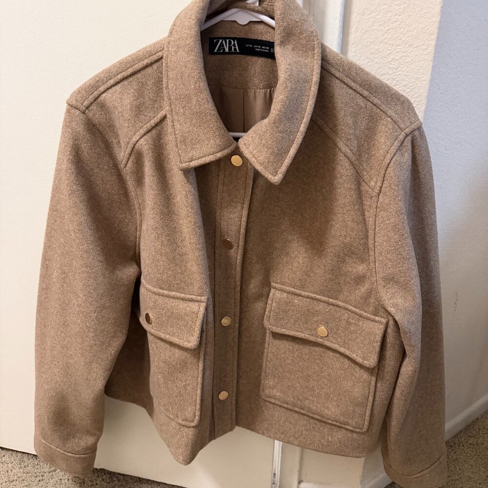 ZARA Wool-Blend Utility Jacket – Camel